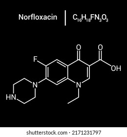 chemical structure of Norfloxacin (C16H18FN3O3)