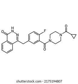 chemical structure of Olaparib (C24H23FN4O3)