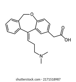 chemical structure of Olopatadine (C21H23NO3)