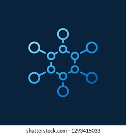 Chemical structure outline vector blue icon or sign on dark background