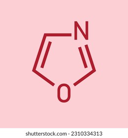 Chemical structure of Oxazole (C3H3NO). Chemical resources for teachers and students. Vector illustration isolated on white background.