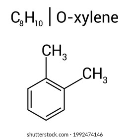 chemical structure of o-xylene (C8H10)