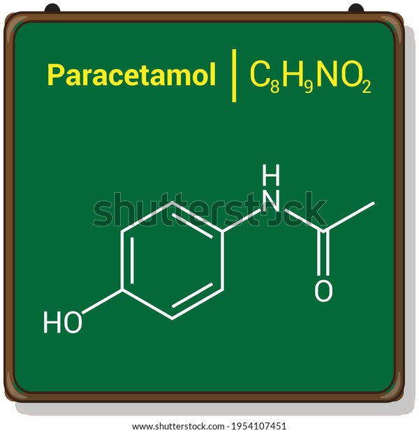 Chemical Structure Paracetamol Acetaminophen C8h9no2 Stock Vector