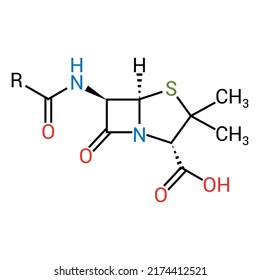 Chemical Structure Of Penicillin (C16H18N2O4S)