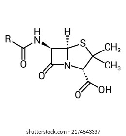 Chemical Structure Of Penicillin (C16H18N2O4S)