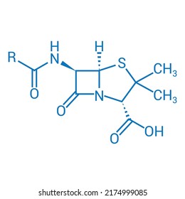 Chemical Structure Of Penicillin (C16H18N2O4S)