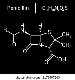 Chemical Structure Of Penicillin (C16H18N2O4S)