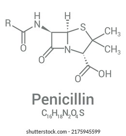 Chemical Structure Of Penicillin (C16H18N2O4S)