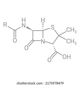 Chemical Structure Of Penicillin (C16H18N2O4S)