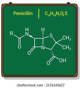 Chemical Structure Of Penicillin (C16H18N2O4S)