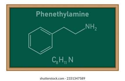 Chemical structure of Phenethylamine (C8H11N). Chemical resources for teachers and students. Chemistry resources for teachers and students.