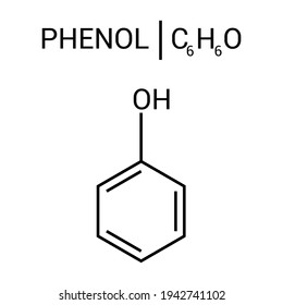 chemical structure of phenol (C6H6O)