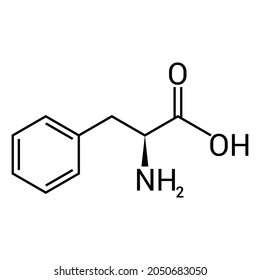 estructura química de fenilalanina (C9H11NO2)