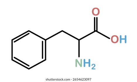 Estructura química del compuesto de fenilalanina.