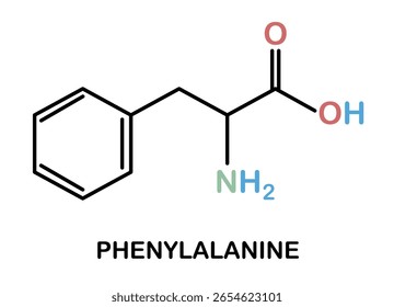 Estructura química del compuesto de fenilalanina.