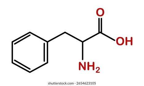 Estrutura química do composto fenilalanina.