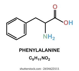 Estructura química del compuesto de fenilalanina.