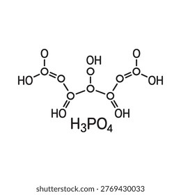 Chemical structure of phosphoric acid with molecular formula displayed below