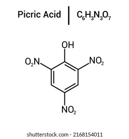 chemical structure of Picric acid (C6H3N3O7)