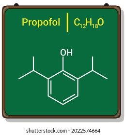 chemical structure of Propofol (C12H18O)