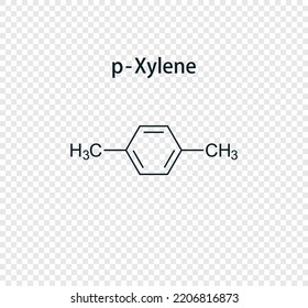 Chemical structure of p-Xylene. Vector illustration isolated on transparent background.