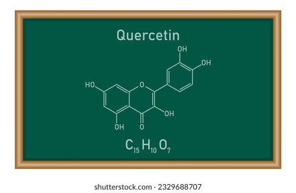 Chemical structure of quercetin (C15H10O7). Vector illustration isolated on white background.