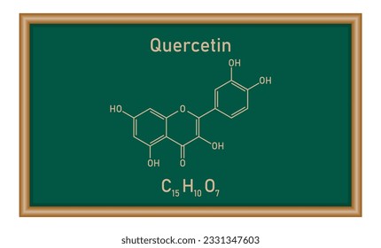 Chemical structure of quercetin (C15H10O7). Vector illustration isolated on white background.