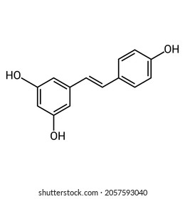 chemical structure of Resveratrol (C14H12O3)