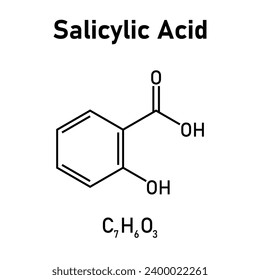 Chemical structure of Salicylic acid (C7H6O3). Chemical resources for teachers and students. Vector illustration.