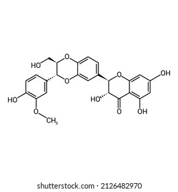 chemical structure of Silibinin or silybin (C25H22O10)