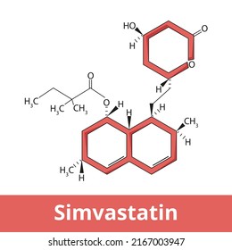 Chemical Structure Of Simvastatin. It Is A Statin, A Type Of Lipid-lowering Medication, Used To Decrease Elevated Lipid Levels, Risk Of Heart Problems.