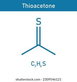 Chemical structure of Thioacetone (C3H6S). Chemical resources for teachers and students. Vector illustration isolated on white background.