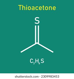 Chemical structure of Thioacetone (C3H6S). Chemical resources for teachers and students. Vector illustration isolated on white background.