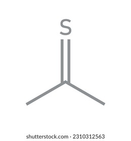 Estructura química de la tioacetona (C3H6S). Recursos químicos para profesores y estudiantes. Ilustración vectorial aislada en fondo blanco.