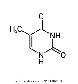 chemical structure of Thymine (C5H6N2O2)