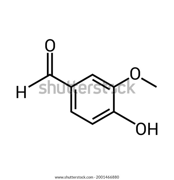 chemical structure of vanillin (C8H8O3) - Stock Image - Everypixel