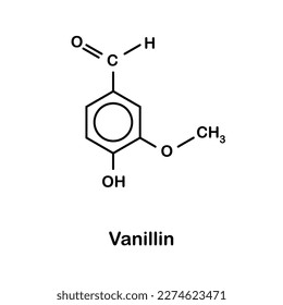 Chemische Struktur von Vanillin. Chemische molekulare Formel, Vektorgrafik. Vektor EPS10.