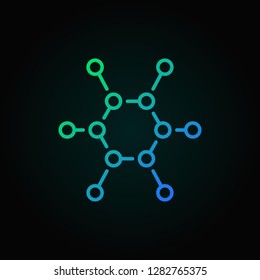 Chemical structure vector colorful outline icon or logo element on dark background