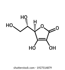 chemical structure of vitamin C. Ascorbic acid (C6H8O6)