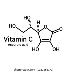 chemical structure of vitamin C. Ascorbic acid (C6H8O6)