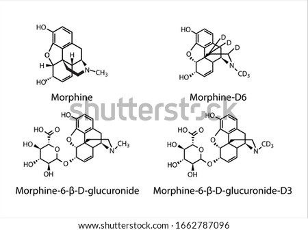 Chemical structures of morphine.Morphine is a morphinane alkaloid that is a highly potent opiate analgesic psychoactive drug.