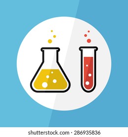 Chemical substance in flask and test tube ( Flat design ) ( Scientific concept )