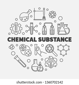Chemical Substance vector chemistry and science concept round outline illustration