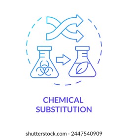 Chemical substitution blue gradient concept icon. Molecular reaction, chemistry. Ecofriendly synthesis, pollution reduce. Round shape line illustration. Abstract idea. Graphic design. Easy to use