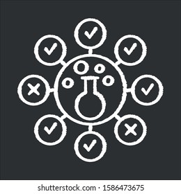 Chemical Survey Chalk Icon. Composition Analysis. Quality Control. Consumer Products Test. Health Risk Testing. Experiment. Lab Flask. Data Collection. Isolated Vector Chalkboard Illustration