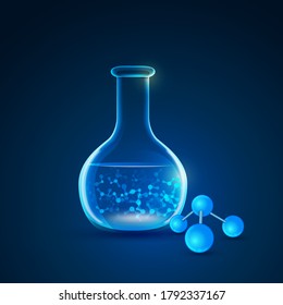 chemical technology concepts, graphic of laboratory flask with chemistry element