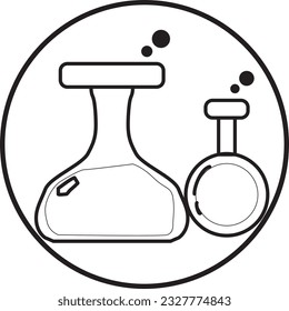 chemical test bottle ,Business technology and science concept, flat-styled line art icon.