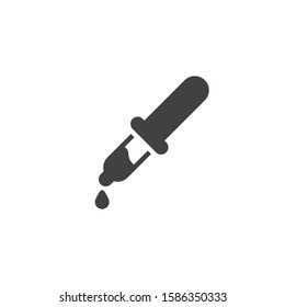 Chemical test dropper vector icon. filled flat sign for mobile concept and web design. Pipette with drop glyph icon. Symbol, logo illustration. Vector graphics