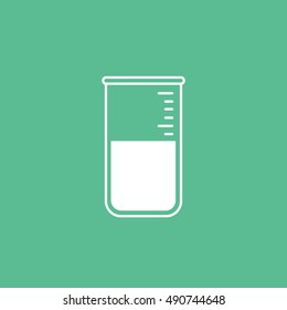 Chemical Test Tube Flat Icon On Green Background