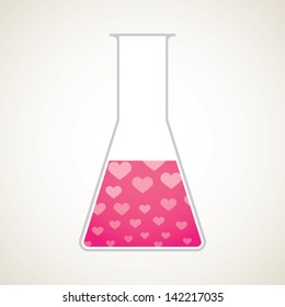Chemical test tube heart bubbles vector